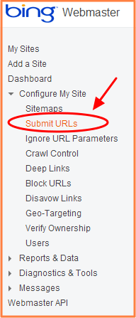Submit URLs to Bing Webmaster