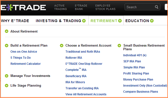 etrade retirement products